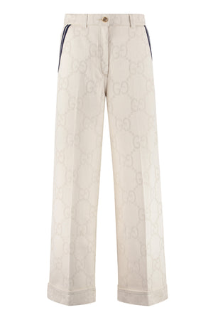 High-rise cotton trousers-0